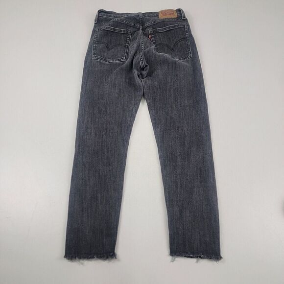 Levi's Wedgie Jeans Womens Skinny Fit Black Medium Wash Button Fly Sz 28 (28x25) - Picture 2 of 10